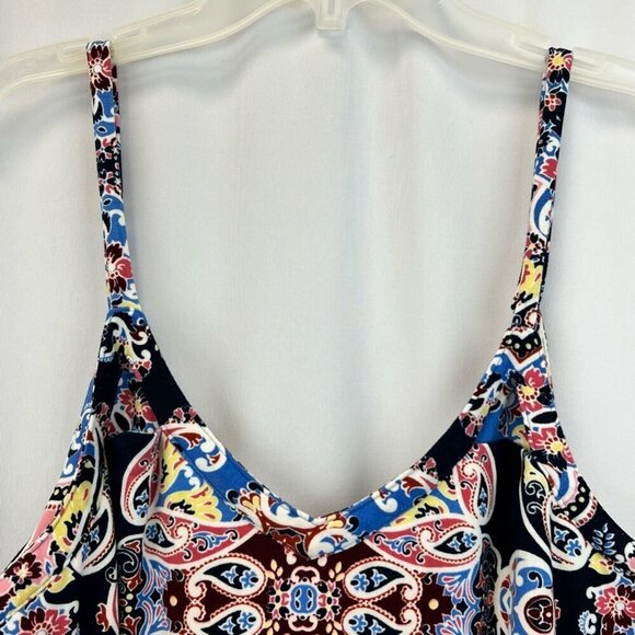 Bebop Womens Sundress Black Blue Paisley Scoop Neck Sleeveless Spaghetti Strap M - Picture 3 of 10